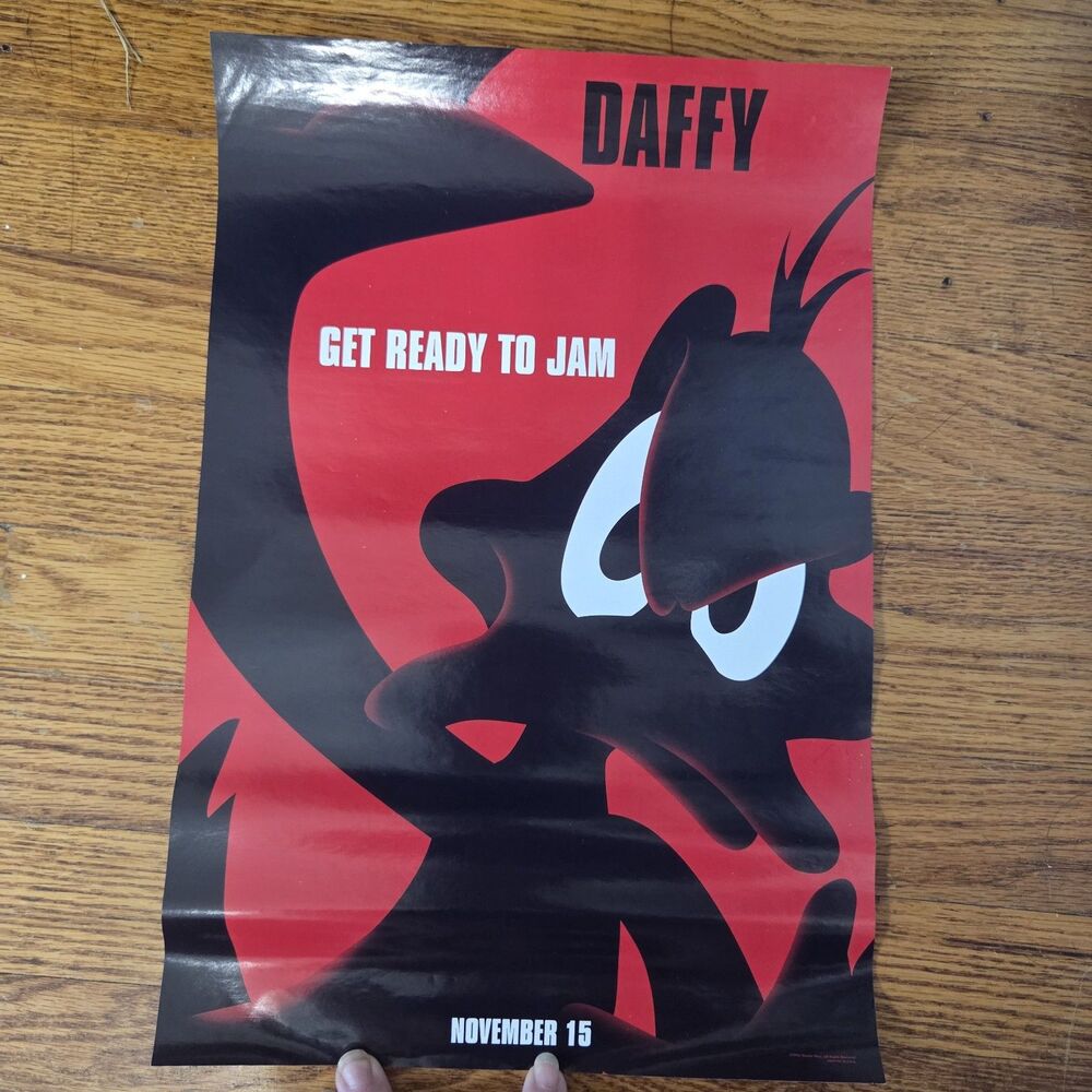 1996 Space Jam Daffy Duck Warner Bros Get Ready to Jam Promo Poster 11x16